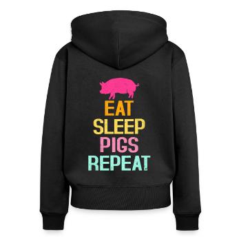 Pig - Women's Premium Organic Zip Hoodie - black - Back - Julia (174cm)