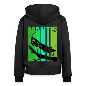 Gottesanbeterin - Frauen Premium Bio Zip Hoodie - Schwarz - Hinten - Julia (174cm)