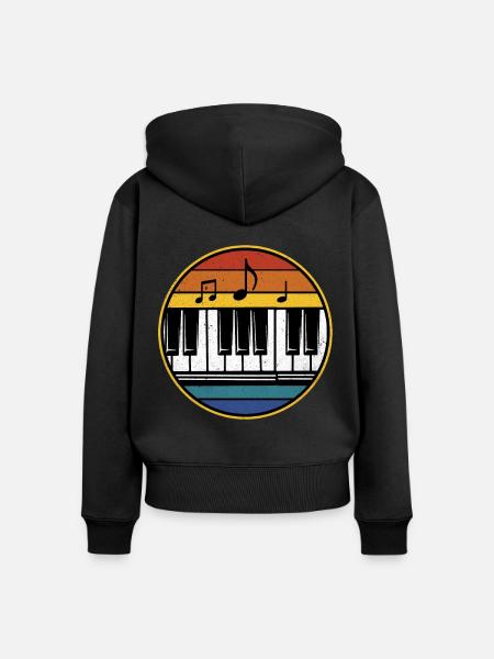 Piano - Frauen Premium Bio Zip Hoodie - Schwarz