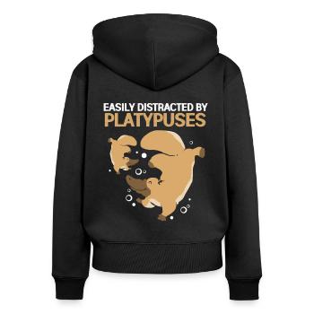 Platypus Platypus Australia Backpacker Duck - Women's Premium Organic Zip Hoodie - black - Back - Julia (174cm)