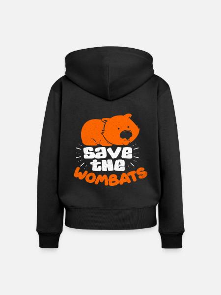 Wombat - Frauen Premium Bio Zip Hoodie - Schwarz