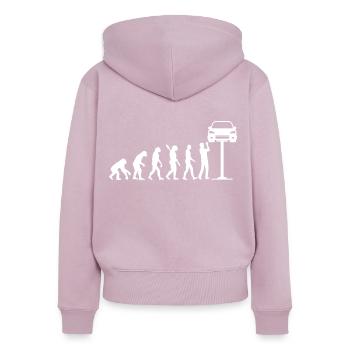 Cadeau de tournevis de voiture Mechanic Evolution - Sweat à capuche zippé Premium bio Femme - rose poudré - Dos - Julia (174cm)