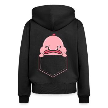 Blobfisch Tiefsee Grumpy Introvertiert Geschenk - Frauen Premium Bio Zip Hoodie - Schwarz - Hinten - Julia (174cm)