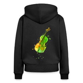 Cellist Geschenkidee Cellospieler Art.-Nr. - Frauen Premium Bio Zip Hoodie - Schwarz - Hinten - Julia (174cm)