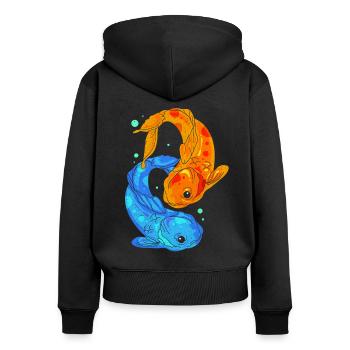 Koi - Sweat à capuche zippé Premium bio Femme - noir - Dos - Julia (174cm)