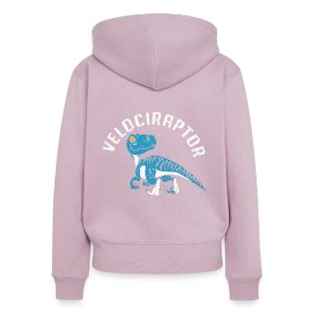 Velociraptor - Frauen Premium Bio Zip Hoodie - Altrosa - Hinten - Julia (174cm)