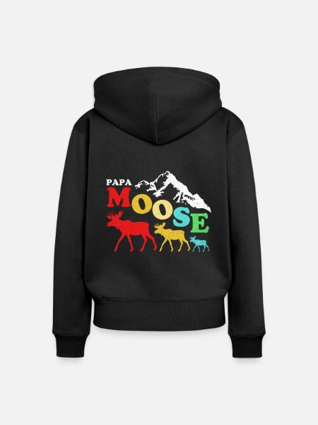 Elch - Frauen Premium Bio Zip Hoodie - Schwarz