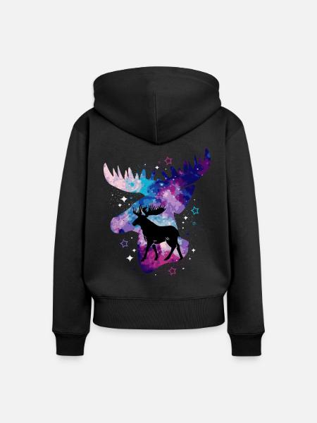 Elch - Frauen Premium Bio Zip Hoodie - Schwarz
