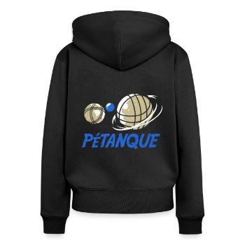 Pétanque - Frauen Premium Bio Zip Hoodie - Schwarz - Hinten - Julia (174cm)