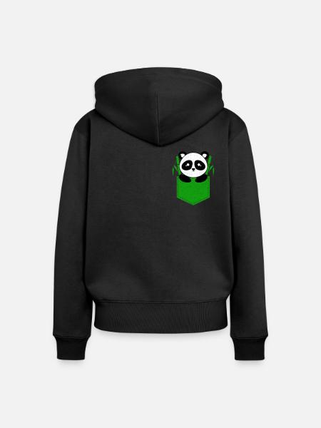 Panda - Frauen Premium Bio Zip Hoodie - Schwarz