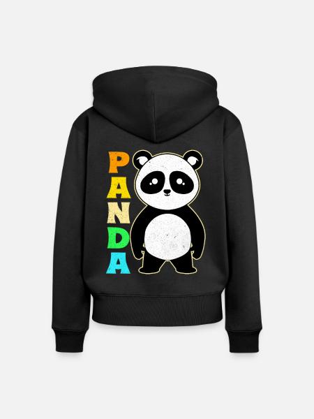 Panda - Frauen Premium Bio Zip Hoodie - Schwarz