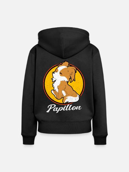Papillon - Frauen Premium Bio Zip Hoodie - Schwarz