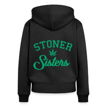 STONER SISTERS Weed 420 Girlfriend Gift For 2 - Sweat à capuche zippé Premium bio Femme - noir - Dos - Julia (174cm)