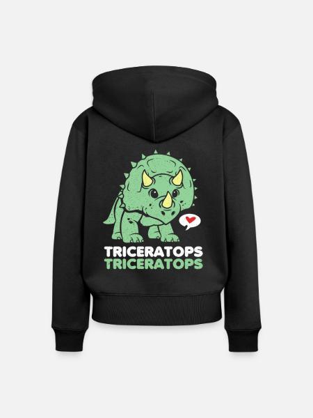 Triceratops - Frauen Premium Bio Zip Hoodie - Schwarz
