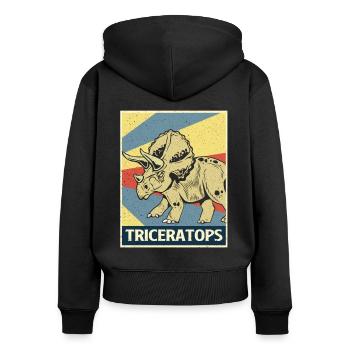 Triceratops - Sweat à capuche zippé Premium bio Femme - noir - Dos - Julia (174cm)
