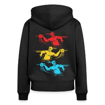 water polo - Sweat à capuche zippé Premium bio Femme - noir - Dos - Julia (174cm)