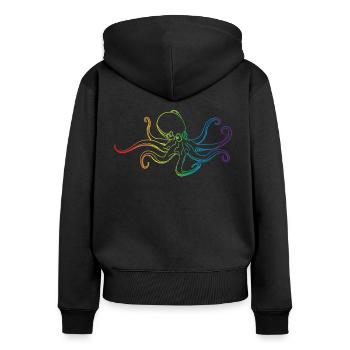 LGBT-Regenbogen-Krake Kraken Squid Ward Kalmar - Frauen Premium Bio Zip Hoodie - Schwarz - Hinten - Julia (174cm)