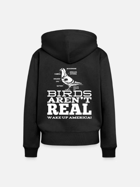 Birds Aren't Real - Frauen Premium Bio Zip Hoodie - Schwarz
