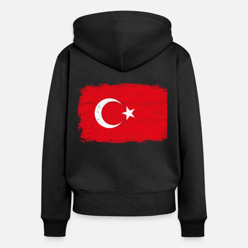 DRAPEAU TURC Turquie drapeau cadeau pour les Turcs - Sweat à capuche zippé Premium bio Femme - noir