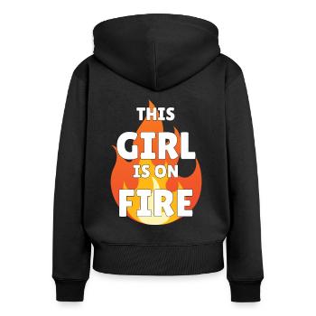This Girl is on Fire Lady Woman Power Go Girls - Frauen Premium Bio Zip Hoodie - Schwarz - Hinten - Julia (174cm)