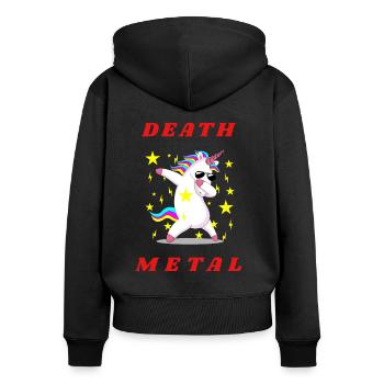 Funny Heavy Metal Unicorn For Women - Women's Premium Organic Zip Hoodie - black - Back - Julia (174cm)