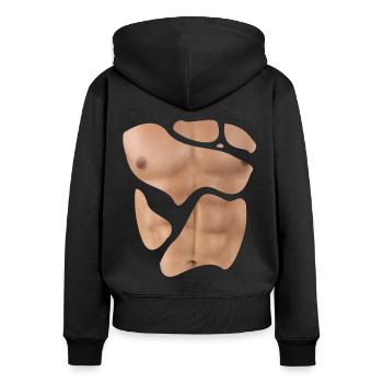 Fake muscle man fitness male body - Women's Premium Organic Zip Hoodie - black - Back - Julia (174cm)