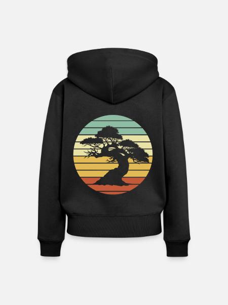 Bonsai Baum - Frauen Premium Bio Zip Hoodie - Schwarz