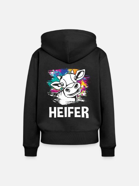 Kühe - Frauen Premium Bio Zip Hoodie - Schwarz