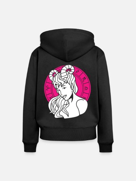 Sternzeichen Widder - Frauen Premium Bio Zip Hoodie - Schwarz
