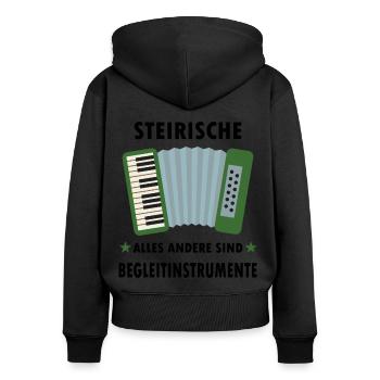 Steirische Ziehharmonika Akkordeon Geschenk - Frauen Premium Bio Zip Hoodie - Schwarz - Hinten - Julia (174cm)