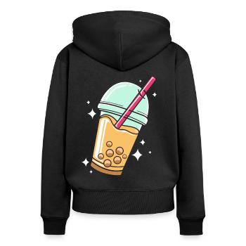 Bubble Thé De Thé De Thé - Sweat à capuche zippé Premium bio Femme - noir - Dos - Julia (174cm)