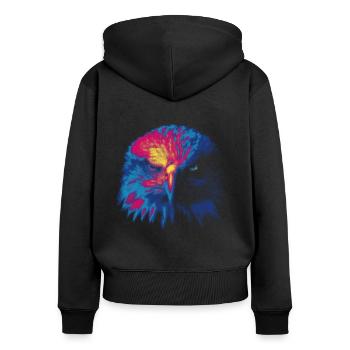 Farbiger Adler - Frauen Premium Bio Zip Hoodie - Schwarz - Hinten - Julia (174cm)