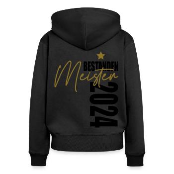 Meister 2024 bestanden - Frauen Premium Bio Zip Hoodie - Schwarz - Hinten - Julia (174cm)