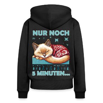 Ugly Christmas Katze Spruch - Frauen Premium Bio Zip Hoodie - Schwarz - Hinten - Julia (174cm)