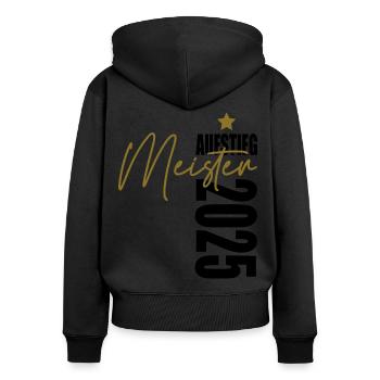 Meister 2025 Aufstiegstrikot Aufstieg 25 - Frauen Premium Bio Zip Hoodie - Schwarz - Hinten - Julia (174cm)