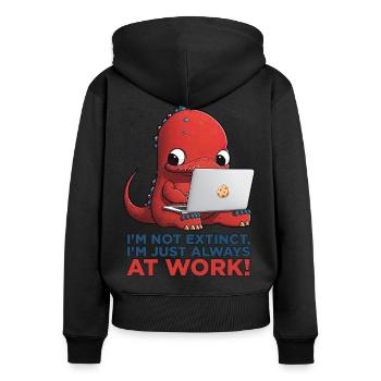 Bourreau de travail Dino - Sweat à capuche zippé Premium bio Femme - noir - Dos - Julia (174cm)