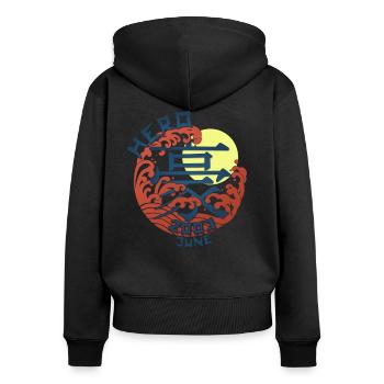 Japan Hero since June 2003 Geburtstaggeschenk - Frauen Premium Bio Zip Hoodie - Schwarz - Hinten - Julia (174cm)