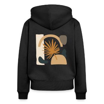 Blatt mit abstrakten Formen - Frauen Premium Bio Zip Hoodie - Schwarz - Hinten - Julia (174cm)