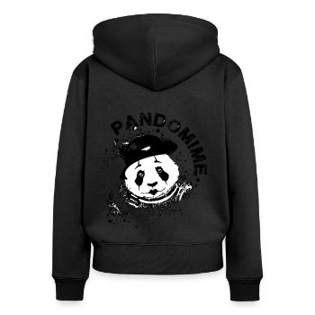 pandomime, panda, pantomime - Sweat à capuche zippé Premium bio Femme - noir - Dos - Julia (174cm)