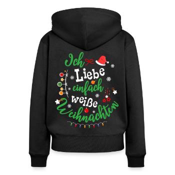 Ich liebe weiße Weihnachten - Weihnachtsoutfit - Frauen Premium Bio Zip Hoodie - Schwarz - Hinten - Julia (174cm)