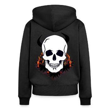 Teufel Schädel Fegefeuer Hölle Satan teuflisch Tod - Frauen Premium Bio Zip Hoodie - Schwarz - Hinten - Julia (174cm)
