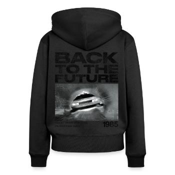Back To The Future Quote We Don´t Need Roads - Women's Premium Organic Zip Hoodie - black - Back - Julia (174cm)