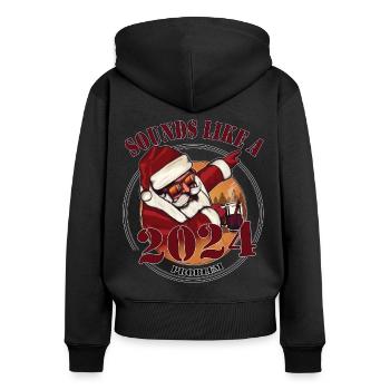Résolution du Nouvel An - tamponner le Père Noël - Sweat à capuche zippé Premium bio Femme - noir - Dos - Julia (174cm)