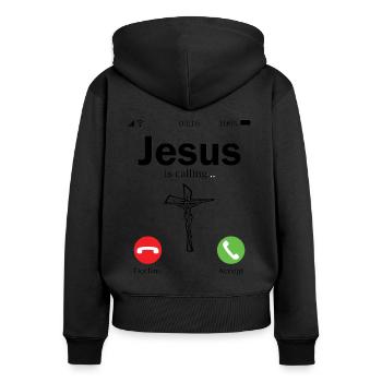 Jesus calls and I must follow Christians pilgrims - Women's Premium Organic Zip Hoodie - black - Back - Julia (174cm)