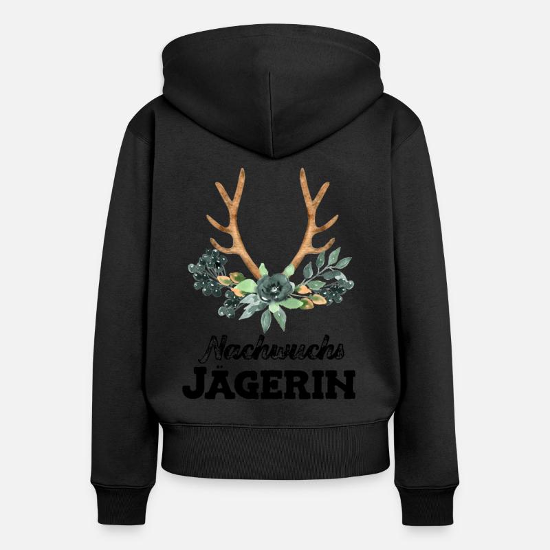 Jäger Mädchen Nachwuchsjägerin Jagd Papa ist Jäger - Frauen Premium Bio Zip Hoodie - Schwarz