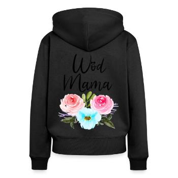 Wöd Mama Österreich Beste Mama Mutter Mutti - Frauen Premium Bio Zip Hoodie - Schwarz - Hinten - Julia (174cm)