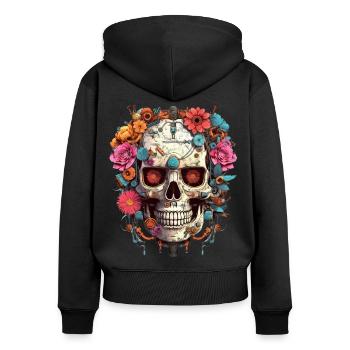Cyborg Skull Robot Android Sugar Skull - Women's Premium Organic Zip Hoodie - black - Back - Julia (174cm)
