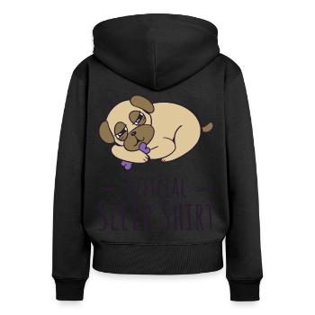 Mops Offizielles Schlafshirt für Fans von Pugs Dog - Frauen Premium Bio Zip Hoodie - Schwarz - Hinten - Julia (174cm)