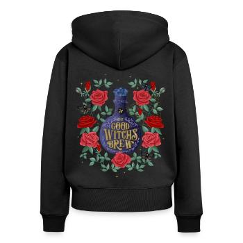 Magic potion for good witches and lots of roses - Women's Premium Organic Zip Hoodie - black - Back - Julia (174cm)