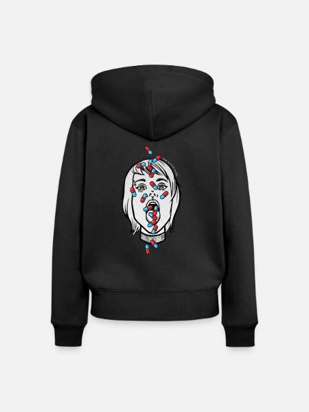 Süchtig - Frauen Premium Bio Zip Hoodie - Schwarz
